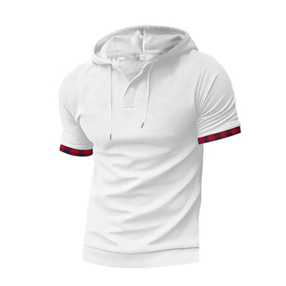 Chemise à manches courtes sportive pour hommes avec capuche et détails à carreaux Chic und Stil