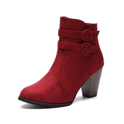 Bottines élégantes pour femmes avec décoration de bouton tendance et talon bloc confortable Chic und Stil