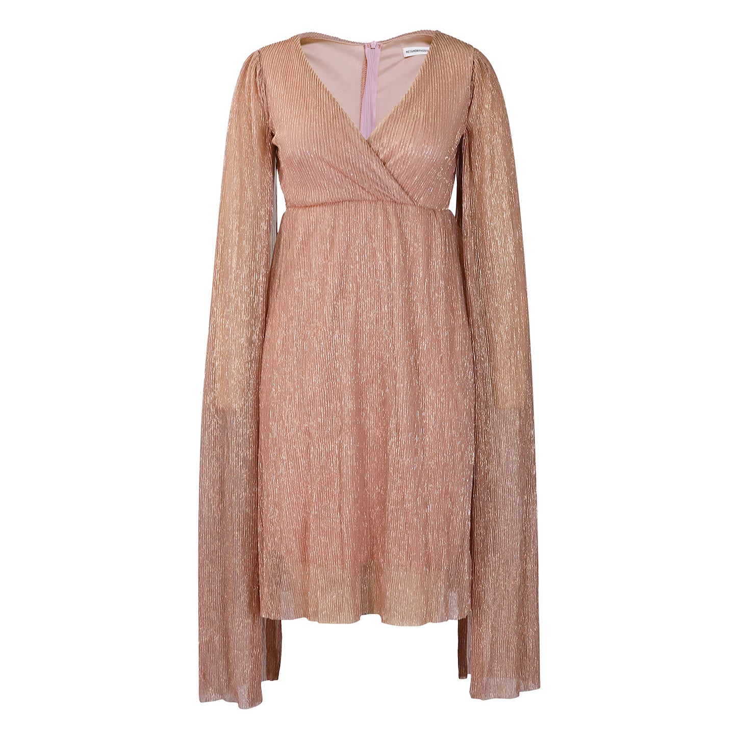 Dames Élégante robe portefeuille avec des manches transparentes longues et effet scintillant Chic und Stil