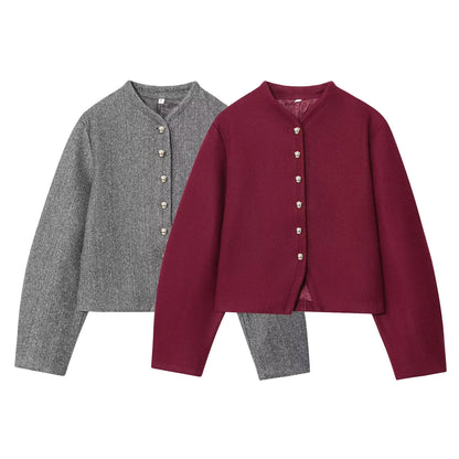 Dames élégante cardigan en tricot avec tissu texturé et boutons brillants Chic und Stil