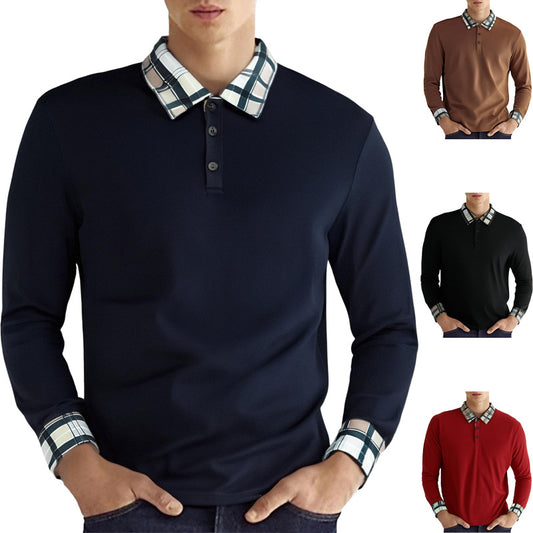 Chemise polo à manches longues pour hommes avec col à carreaux et tissu élastique Chic und Stil