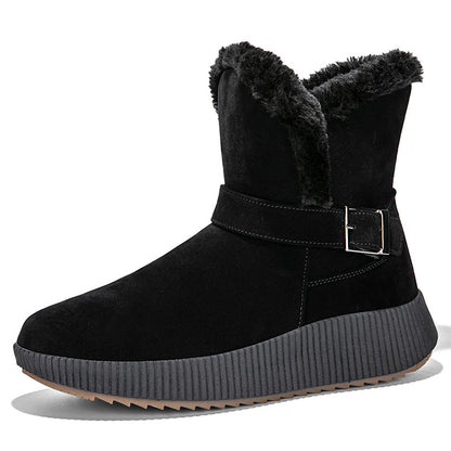 Bottes d'hiver pour femmes doublées avec application de boucle à la mode et semelle antidérapante Chic und Stil