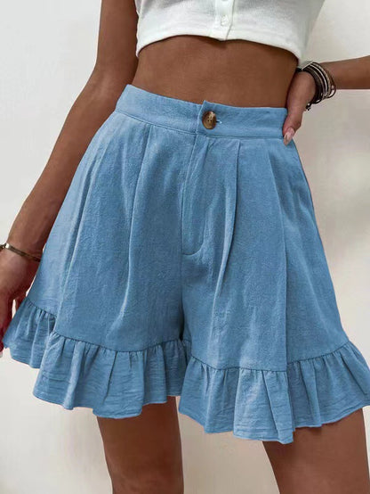 Shorts à volants pour femmes avec taille élastique et poches latérales Chic und Stil