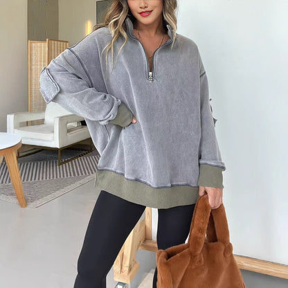 Ladies Comfortable Fleece Pullover with Half-Zip Chic and Style