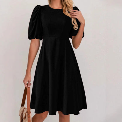Dames Élégant Robe À-Ligne Manches Bouffantes Chic und Stil