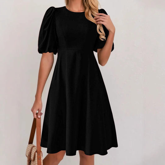 Dames Élégant Robe À-Ligne Manches Bouffantes Chic und Stil