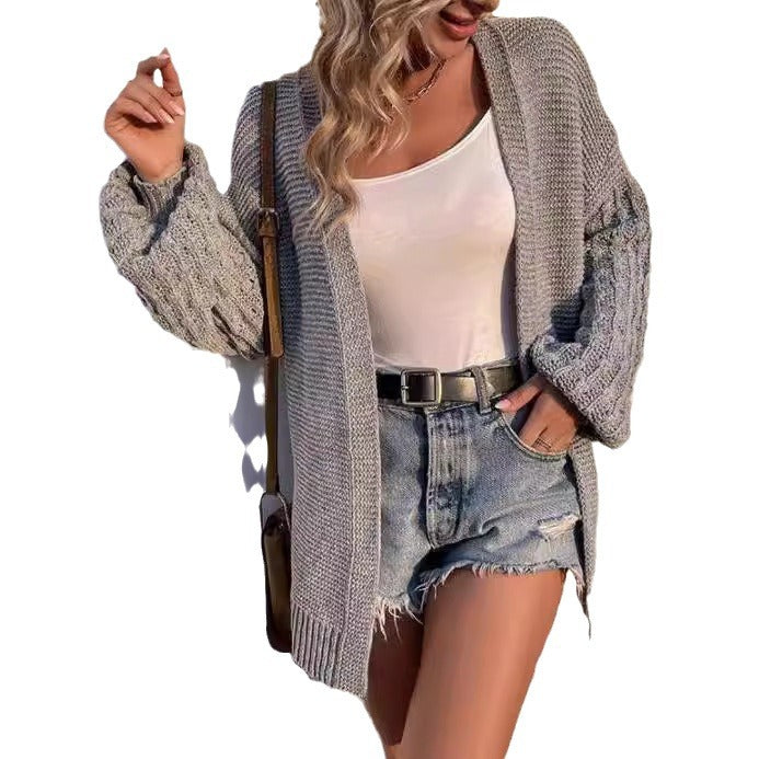 Dames gros maille cardigan avec coupe ample et manches décontractées Chic und Stil