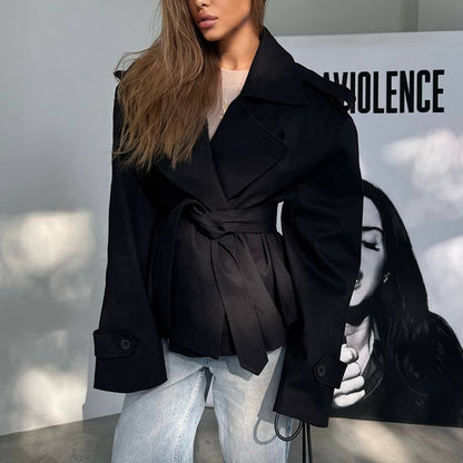 Dames Élégant Trench-coat avec ceinture à la taille et coupe ample Chic und Stil