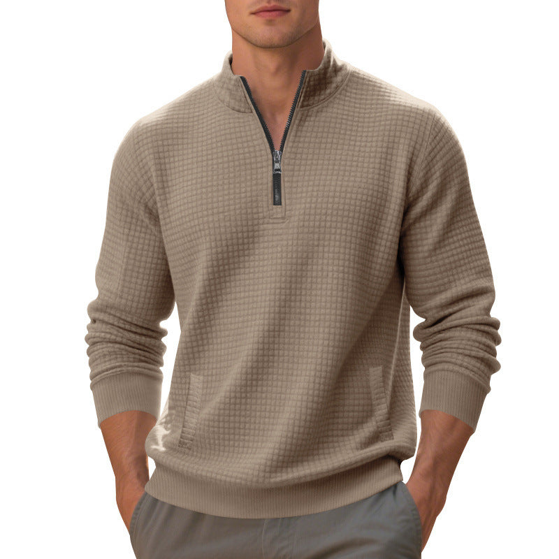 Sporty pullover for men with zipper and textured surface Chic and Style