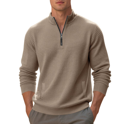 Sporty pullover for men with zipper and textured surface Chic and Style