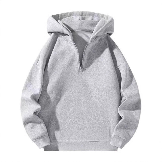 Women Fleece Hooded Pullover with Short Zip Opening Chic und Stil