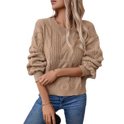 Pull femme en grosse maille avec des manches volumineuses et motif en torsades Chic und Stil