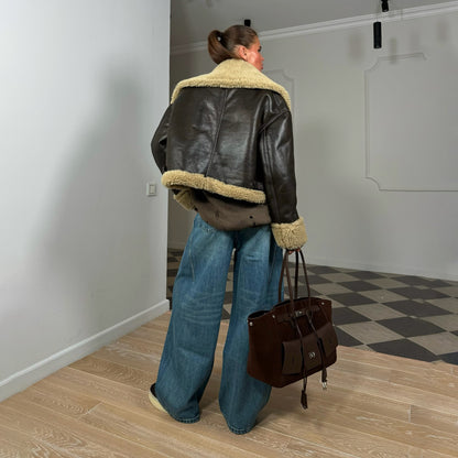 Dames faux cuir veste avec intérieur pelucheux Chic und Stil