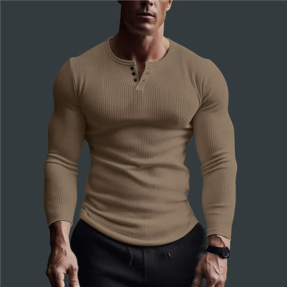 Chemise à manches longues ajustée pour hommes avec structure côtelée et patte de boutonnage Chic und Stil