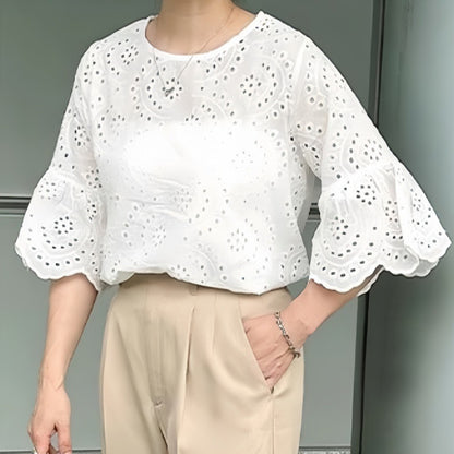 Blouse brodée à trou pour les femmes Chic und Stil