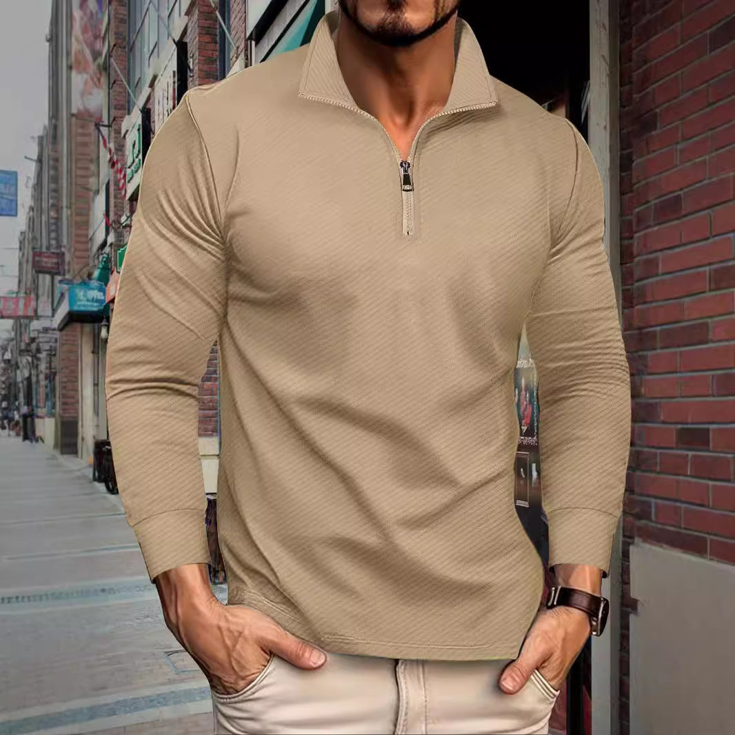 Functional long sleeve pullover for men with half-zip and innovative structural design Chic and Style