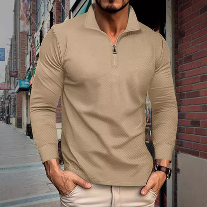 Functional long sleeve pullover for men with half-zip and innovative structural design Chic and Style