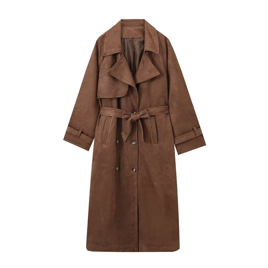 Dames élégant trench-coat en suède de haute qualité Chic und Stil