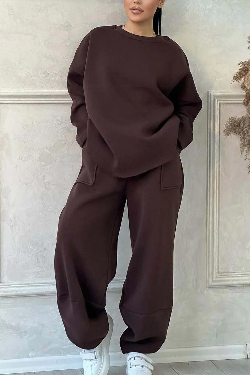 Dames Cozy Oversized Sweat-Set avec des poches spacieuses et une coupe confortable Chic und Stil