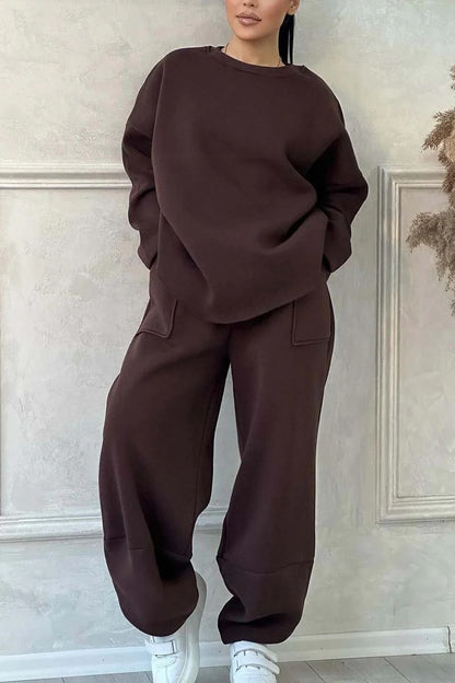 Dames Cozy Oversized Sweat-Set avec des poches spacieuses et une coupe confortable Chic und Stil