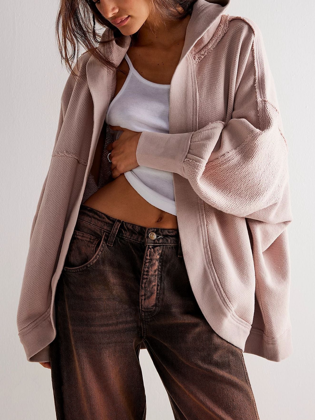 Dames hoodie oversize tendance avec tissage structuré Chic und Stil