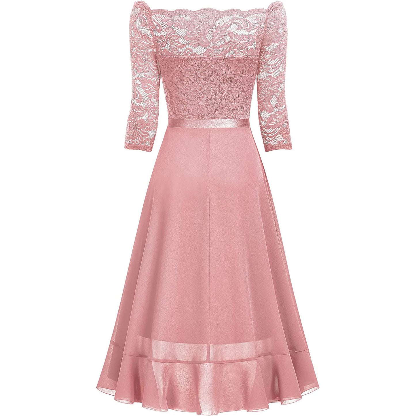 Robe cocktail à encolure dénudée pour femmes en superposition de dentelle Chic und Stil