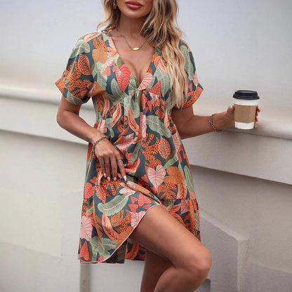 Dames Robe Swing Florale Vibrante Chic und Stil