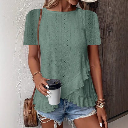 Blouse pour femmes avec des détails à volants et un insert floral Chic und Stil