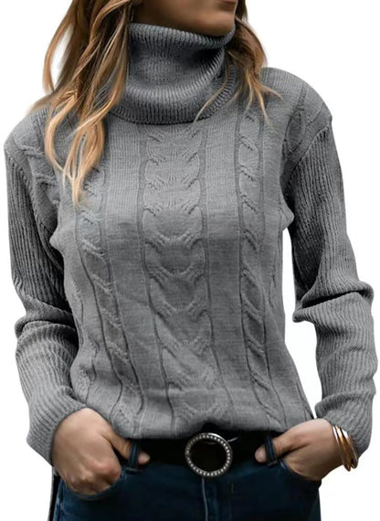 Pull en tricot pour femmes avec col montant et motif en relief à tresses Chic und Stil