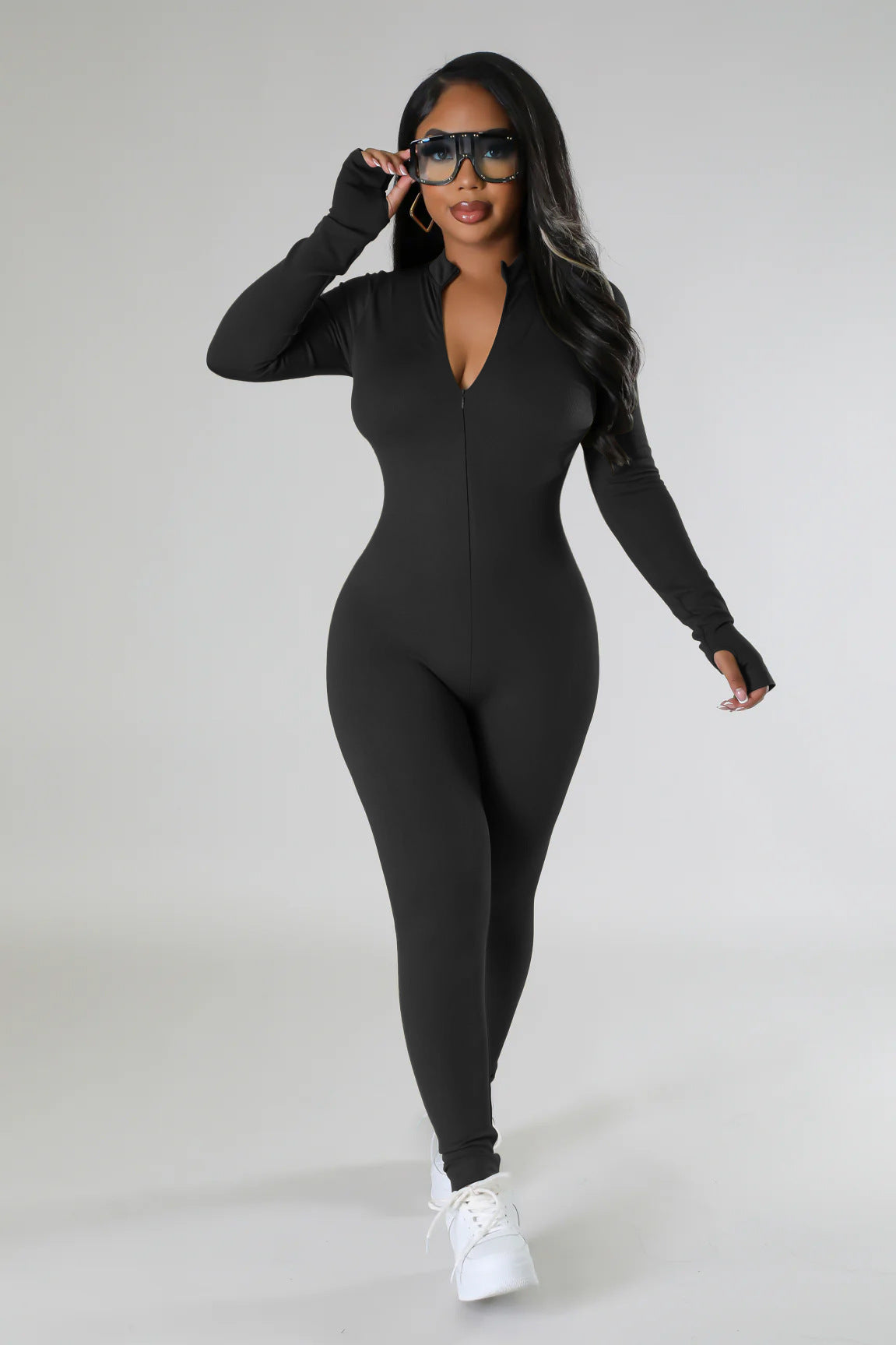 Combinaison longue ajustée pour femmes avec fermeture éclair intégrale Chic und Stil