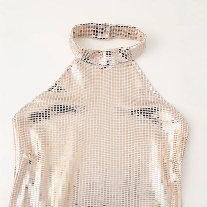 Robe de soirée pour dames avec un design en sequins scintillants et un élégant col halter Chic und Stil
