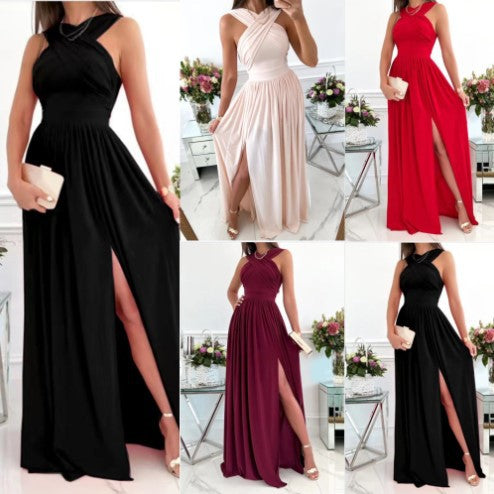 Femmes Robe maxi élégante avec détails drapés Chic und Stil