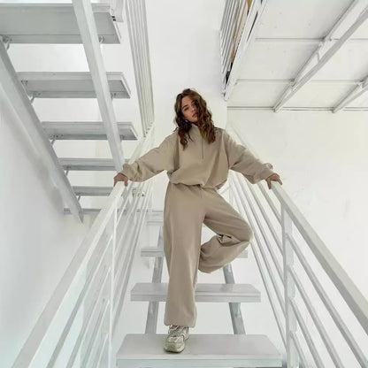 Dames décontracté Zip-Hoodie avec des manches larges Chic und Stil