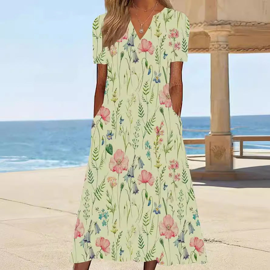 Robe d'été à motif floral pour femmes avec poches Chic und Stil