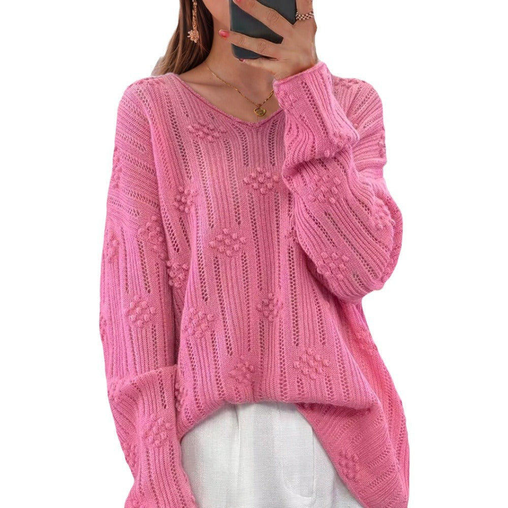 Pull en tricot pour femmes avec motif détaillé et décolleté en V Chic und Stil