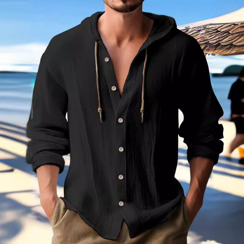 Chemise décontractée pour homme avec capuche et patte de boutonnage Chic und Stil