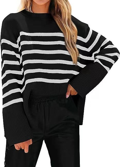 Dames Pull rayé décontracté à coupe ample Chic und Stil