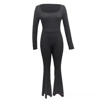 Dames élégante et ajustée combinaison avec jambes larges et manches longues Chic und Stil