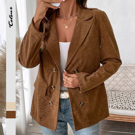 Blazer en velours côtelé à la mode pour dames avec coupe élégante Chic und Stil