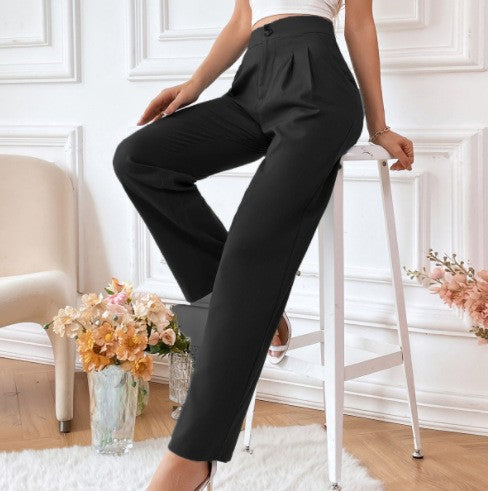 Elegant high-waisted women's pants with side button details and a comfortable fit Chic and Style