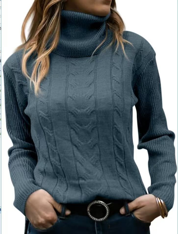 Pull en tricot pour femmes avec col montant et motif en relief à tresses Chic und Stil