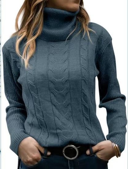 Pull en tricot pour femmes avec col montant et motif en relief à tresses Chic und Stil