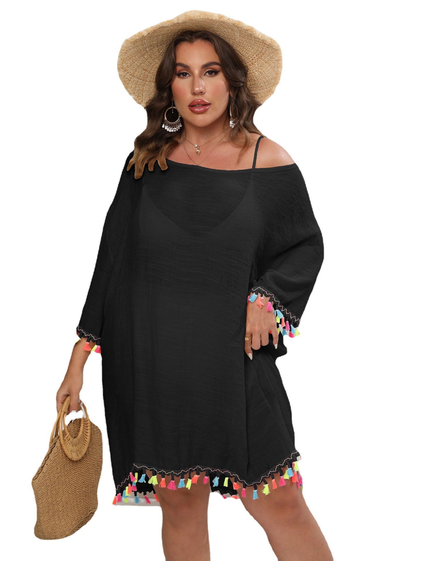 Femmes Robe fluide avec garniture à franges Vêtement de plage Chic und Stil