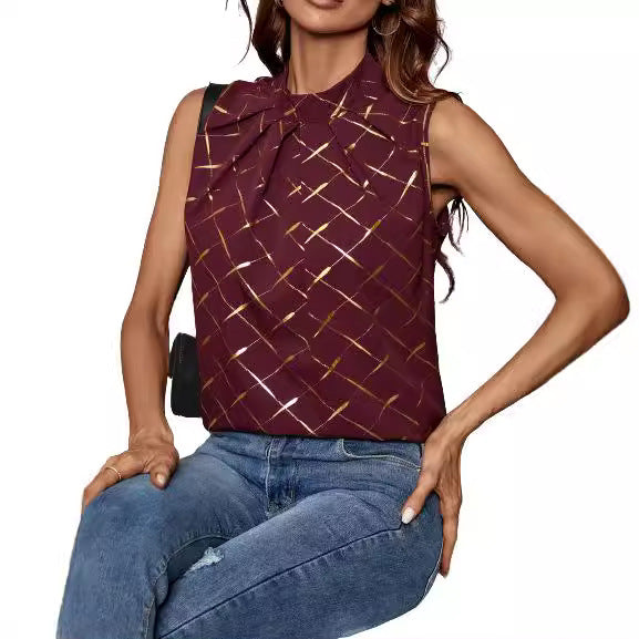 Dames Élégamment coupé Top avec détail de nœud ludique et motif scintillant Chic und Stil