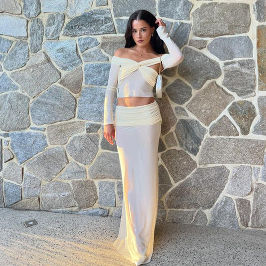 Robe de soirée deux pièces raffinée pour femmes en style off-shoulder Chic und Stil