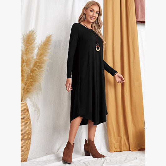 Robe longue décontractée à manches longues pour femmes avec poches pratiques Chic und Stil