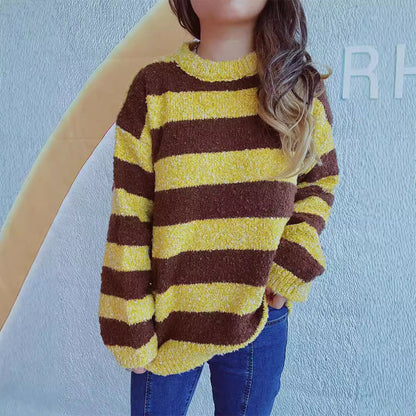 Pull-over rayé confortable pour femmes en matériau doux avec une coupe large Chic und Stil