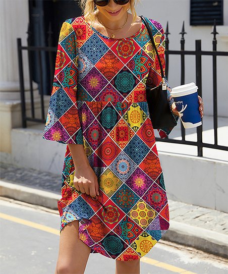 Robe de loisirs pour dames avec motif floral moderne et coupe décontractée Chic und Stil