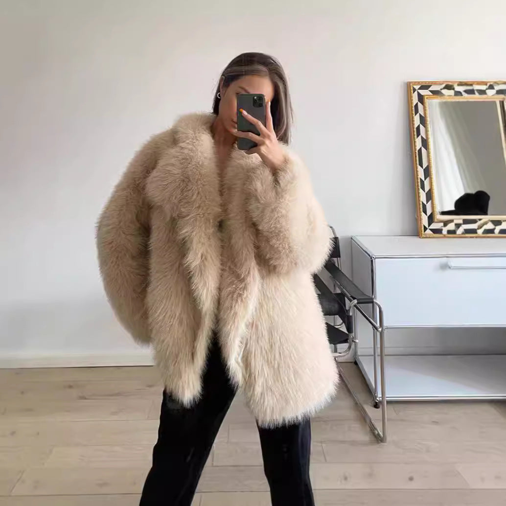 Dames Boucle Veste en fourrure artificielle Chic und Stil