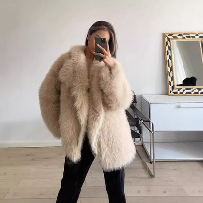 Dames Boucle Veste en fourrure artificielle Chic und Stil